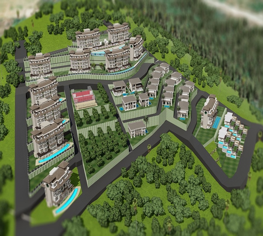 Luxuriöses 1+1 Apartment mit Meerblick und Bergblick, Alanya - Kargicak