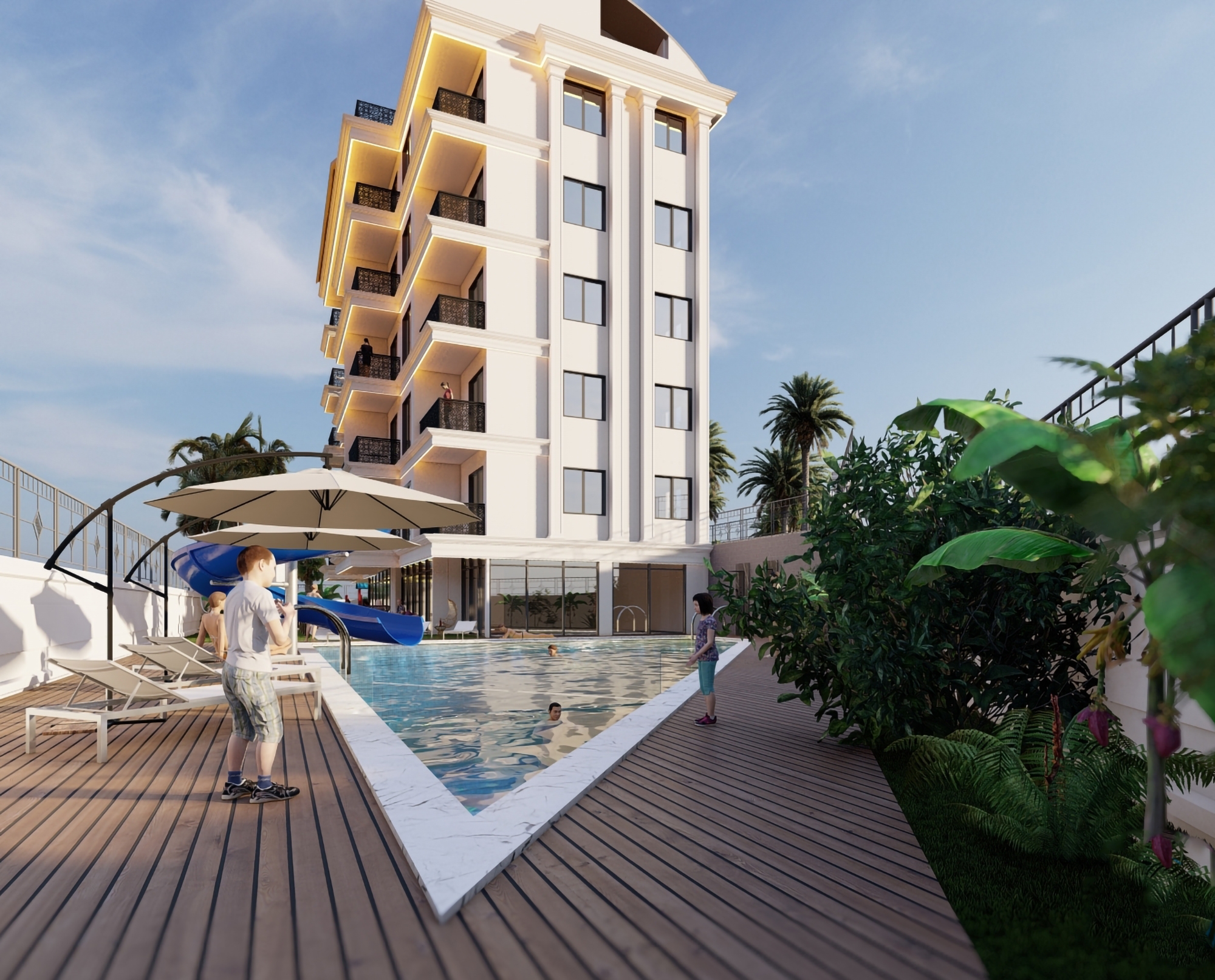 Luxuriöses 1+1 Apartment mit Meerblick und Bergblick in Alanya - Avsallar