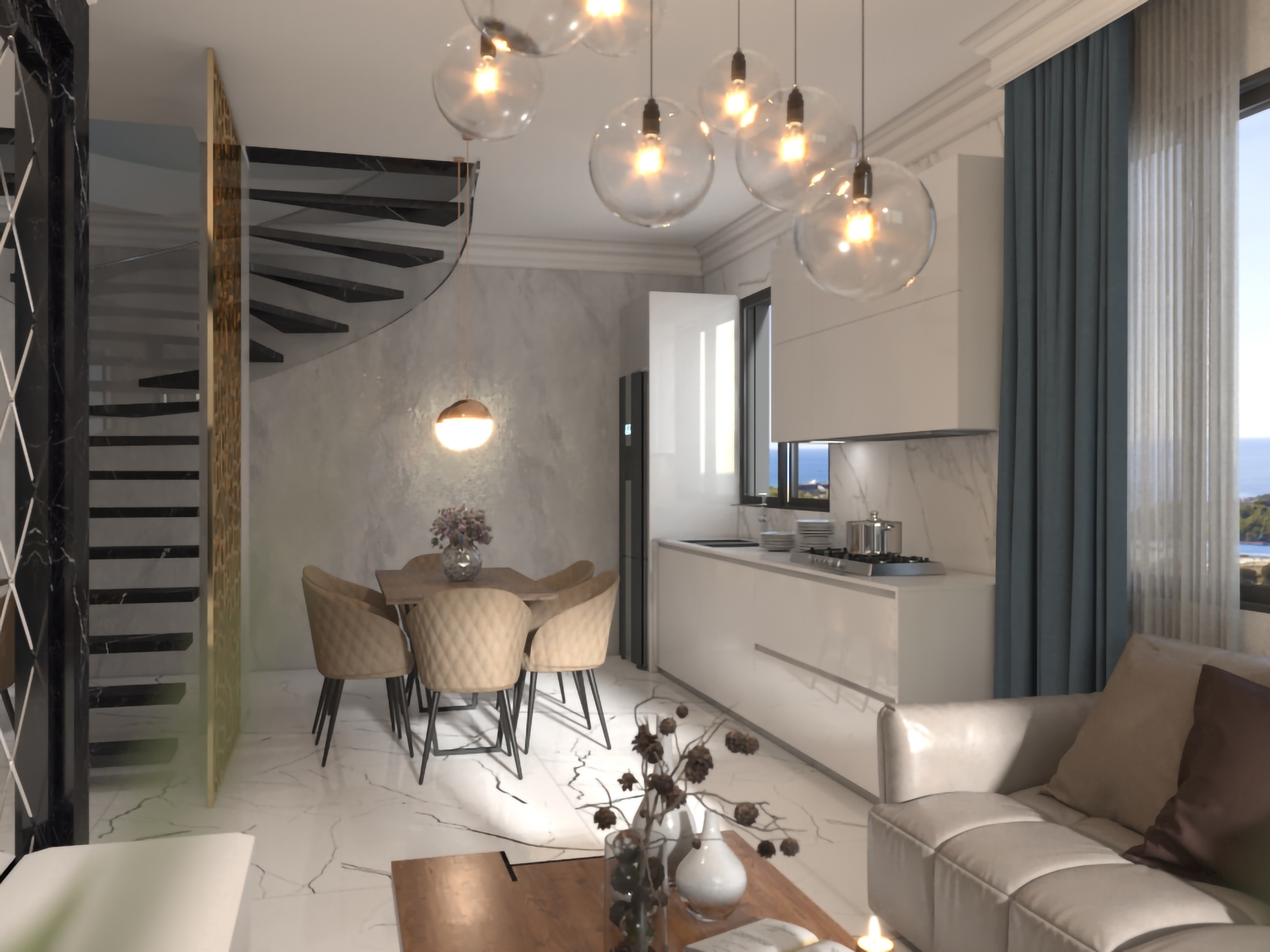 Luxuriöses 1+1 Apartment mit Meerblick und Bergblick in Alanya - Avsallar