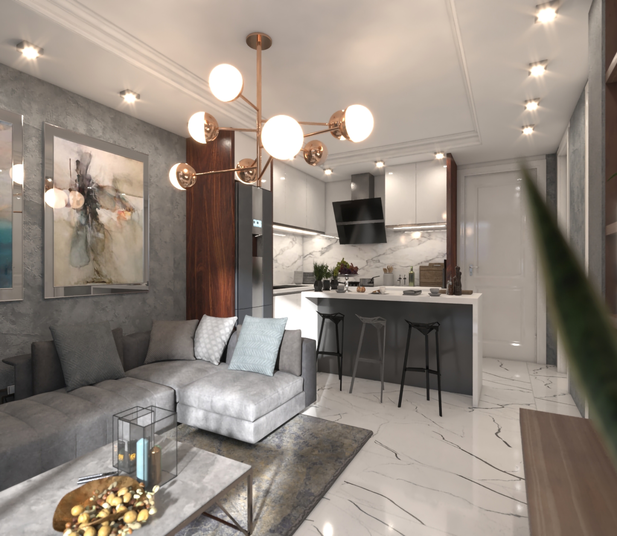 Luxuriöses 1+1 Apartment mit Meerblick und Bergblick in Alanya - Avsallar