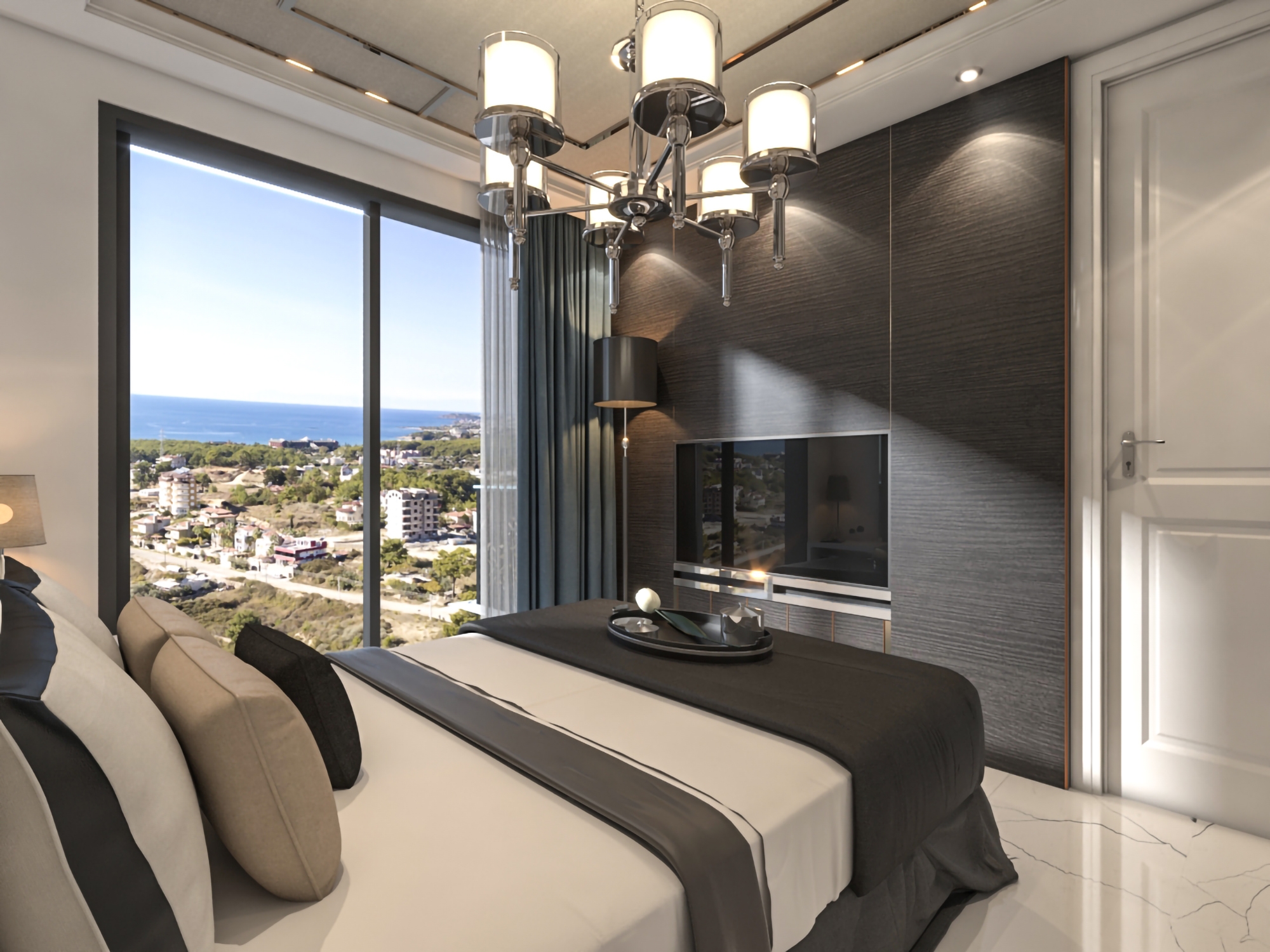 Luxuriöses 1+1 Apartment mit Meerblick und Bergblick in Alanya - Avsallar