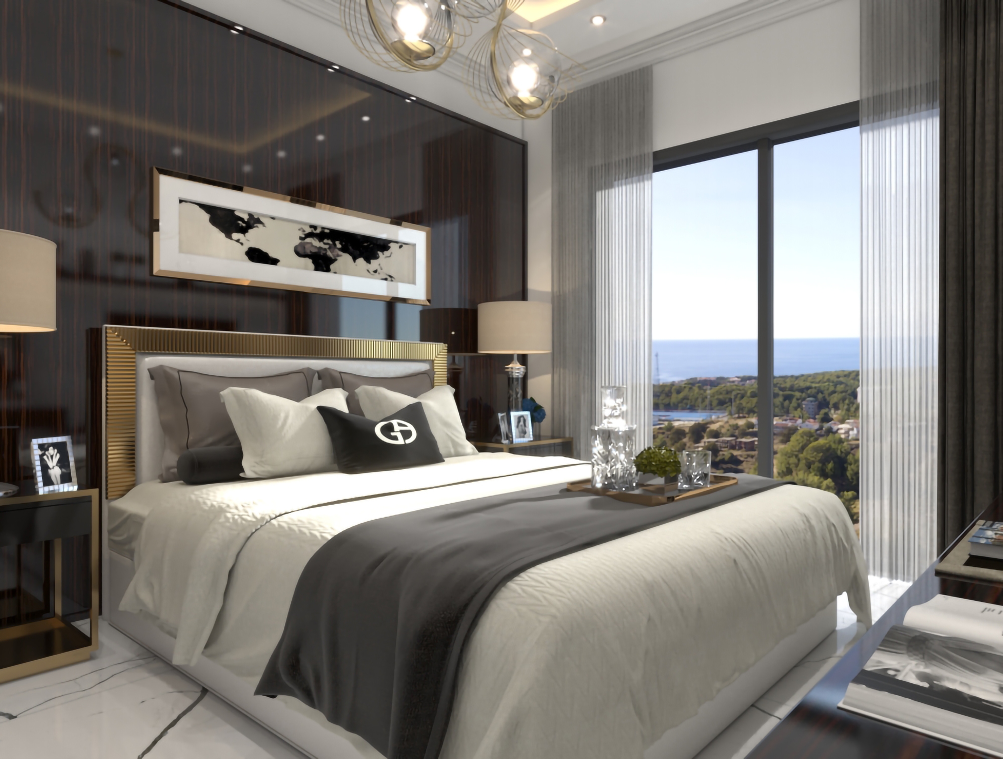 Luxuriöses 1+1 Apartment mit Meerblick und Bergblick in Alanya - Avsallar