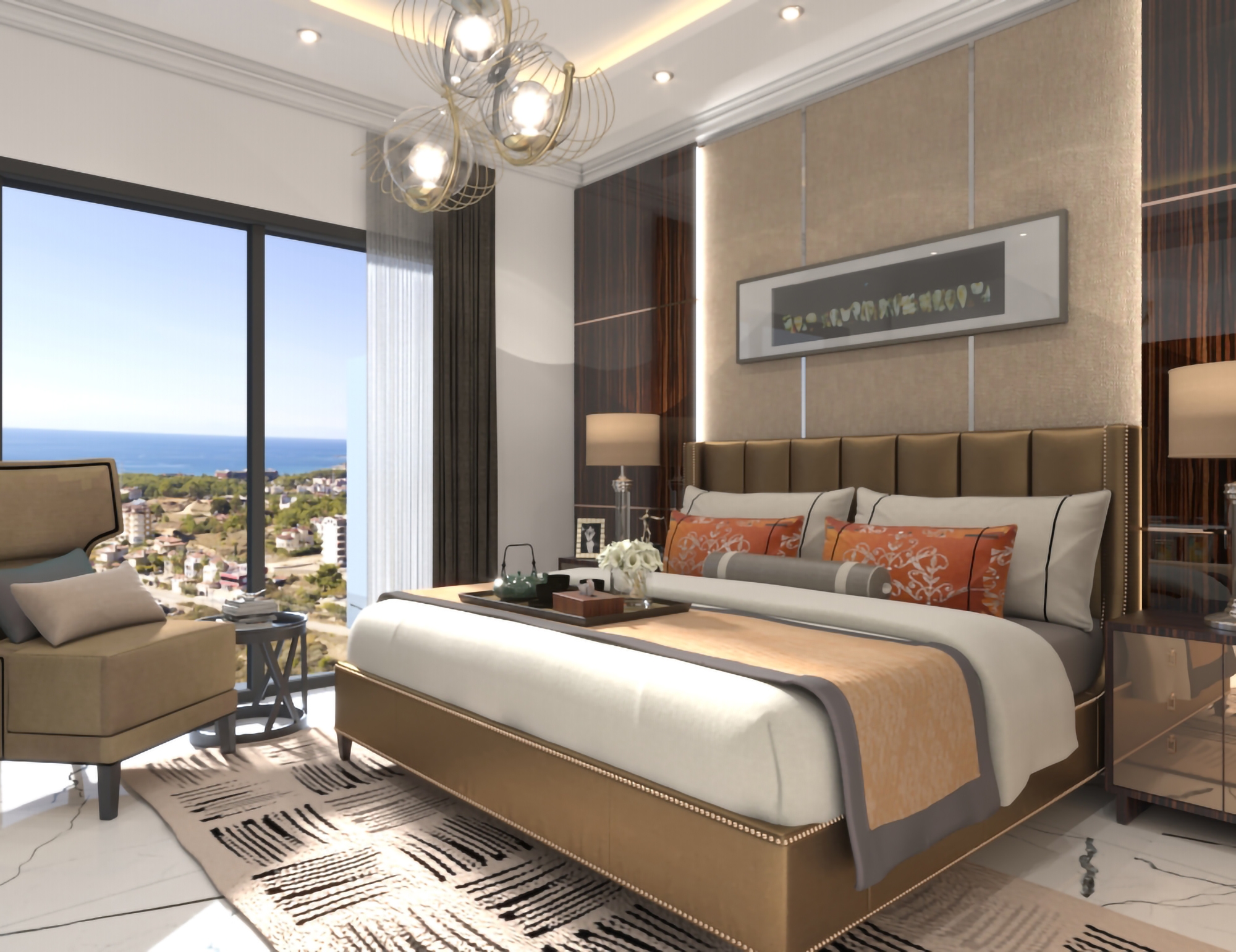 Luxuriöses 1+1 Apartment mit Meerblick und Bergblick in Alanya - Avsallar