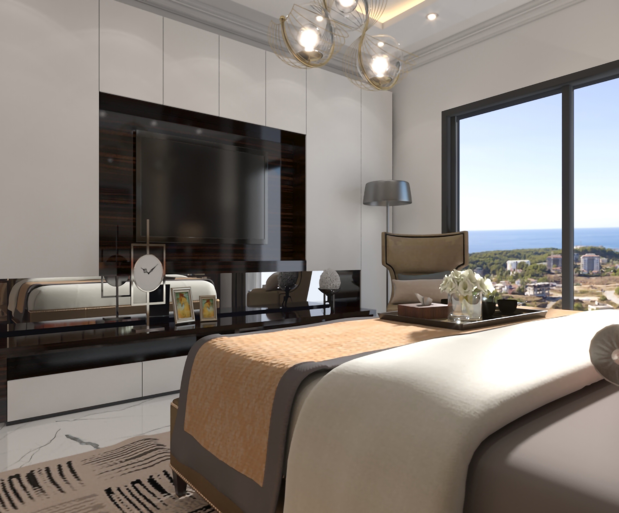 Luxuriöses 1+1 Apartment mit Meerblick und Bergblick in Alanya - Avsallar