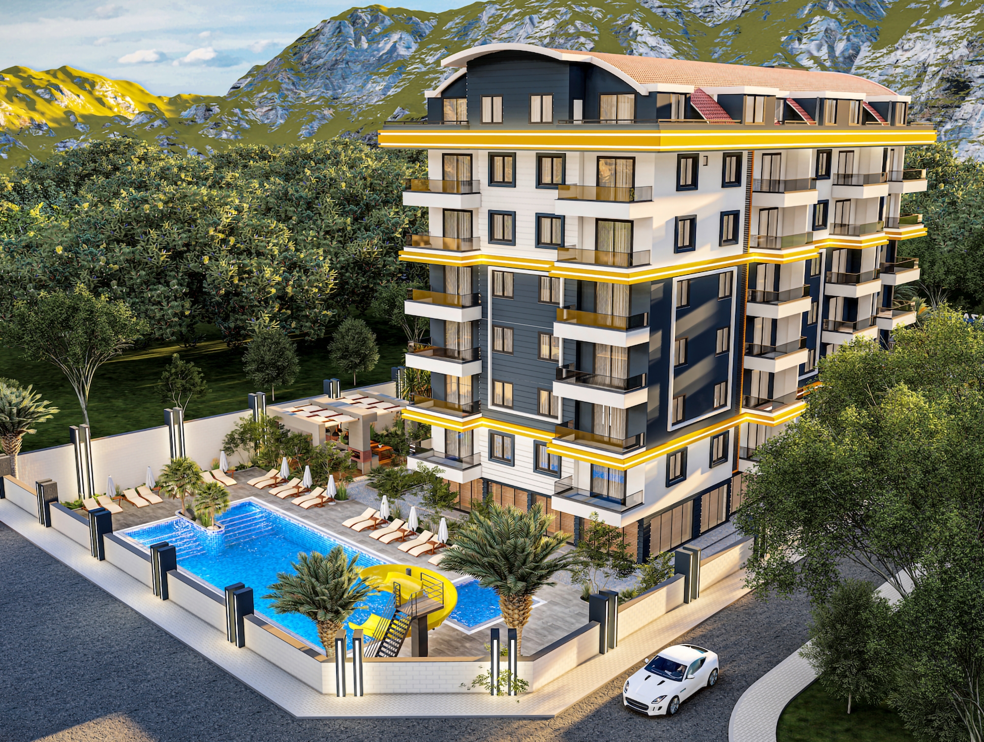 Luksus 1+1 Lejlighed med Bjergudsigt i Gazipasa, Alanya