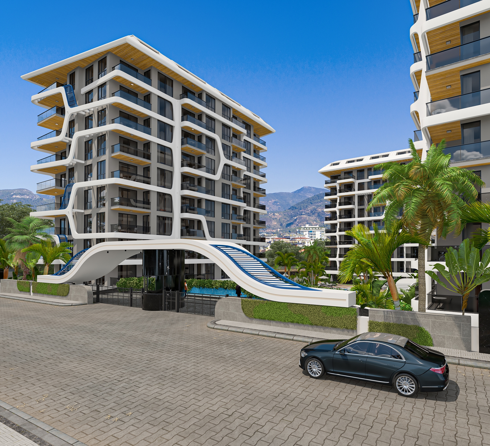 Ylellinen 1+1 Huoneisto meri- ja linna-näköalalla, Alanya Tosmur