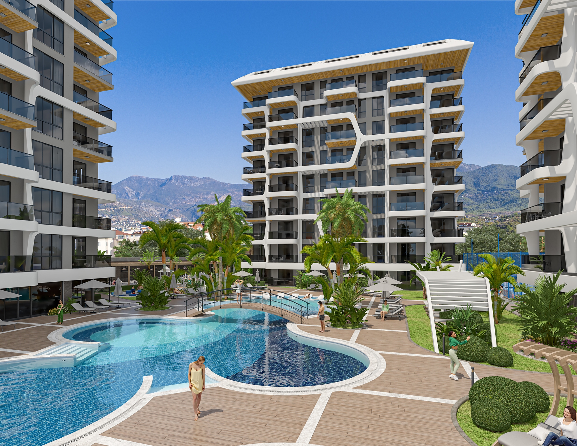 Ylellinen 1+1 Huoneisto meri- ja linna-näköalalla, Alanya Tosmur