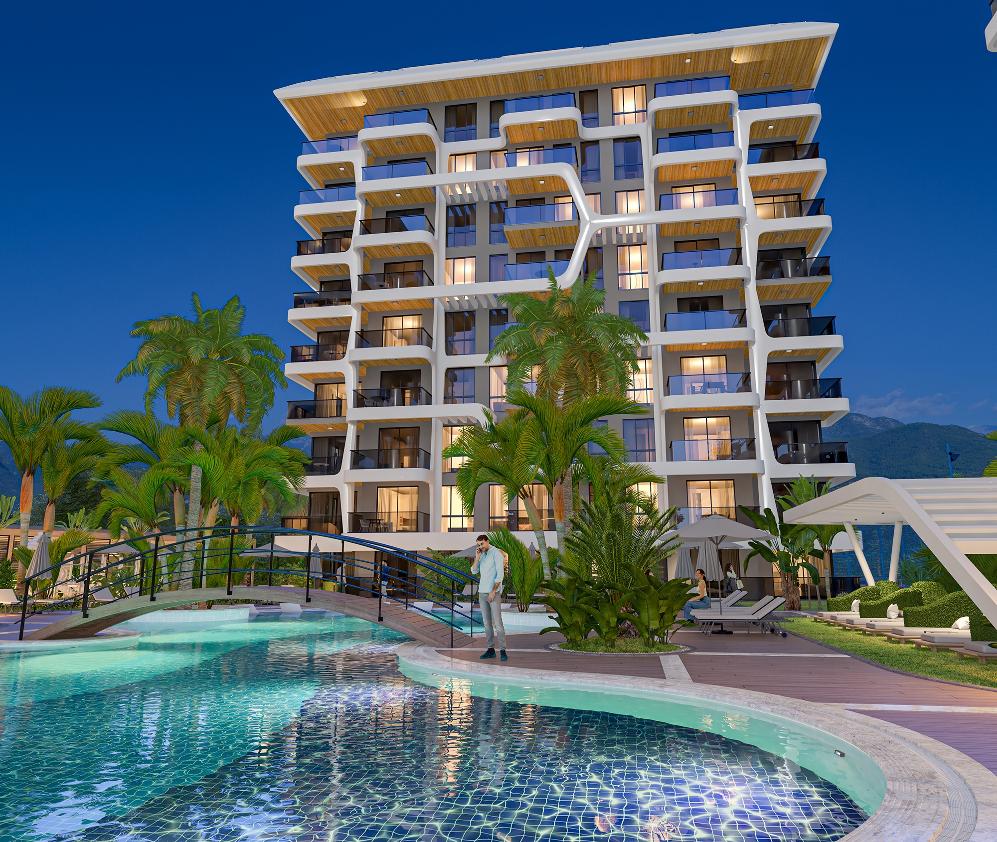 Ylellinen 1+1 Huoneisto meri- ja linna-näköalalla, Alanya Tosmur
