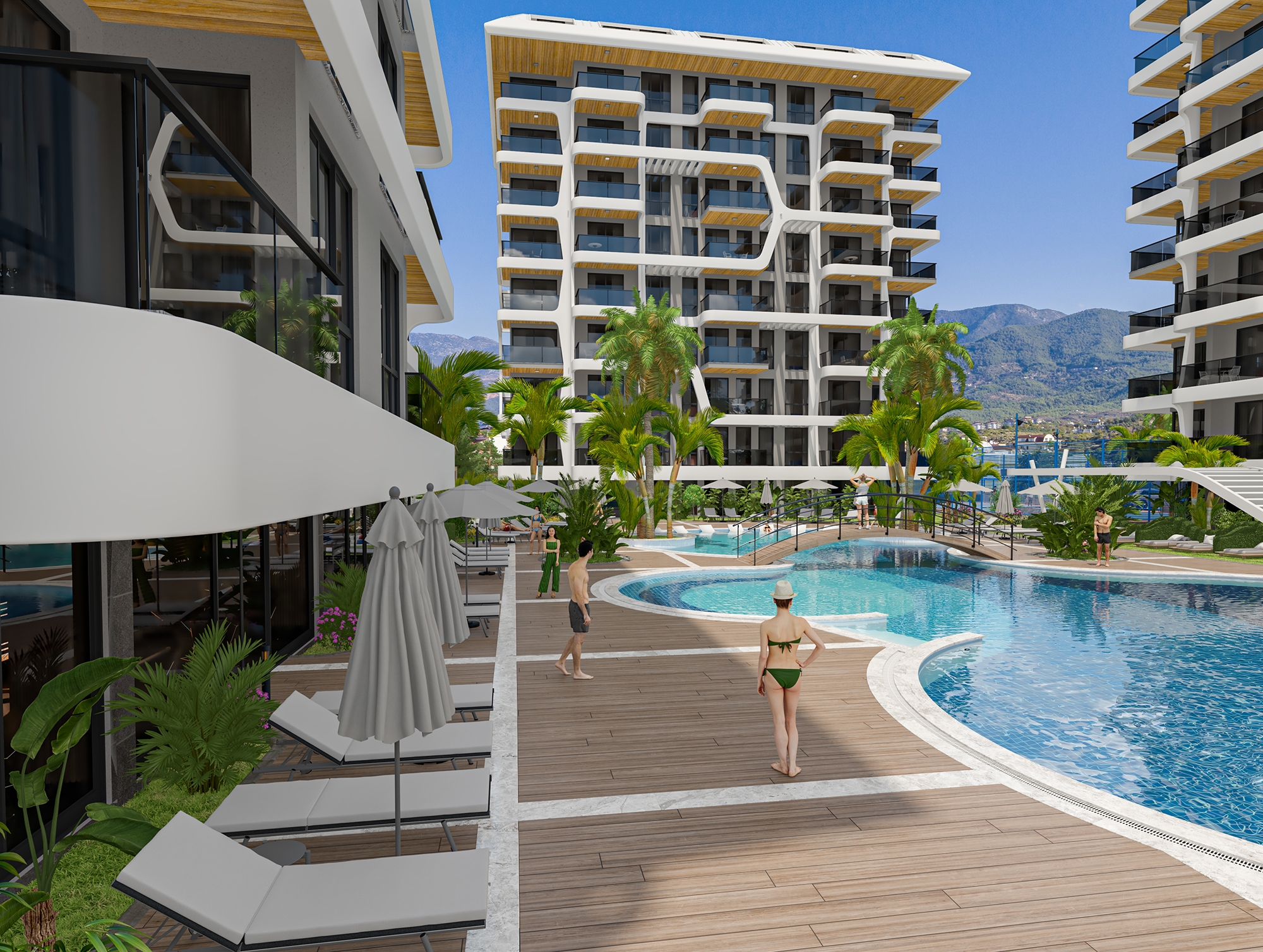 Ylellinen 1+1 Huoneisto meri- ja linna-näköalalla, Alanya Tosmur