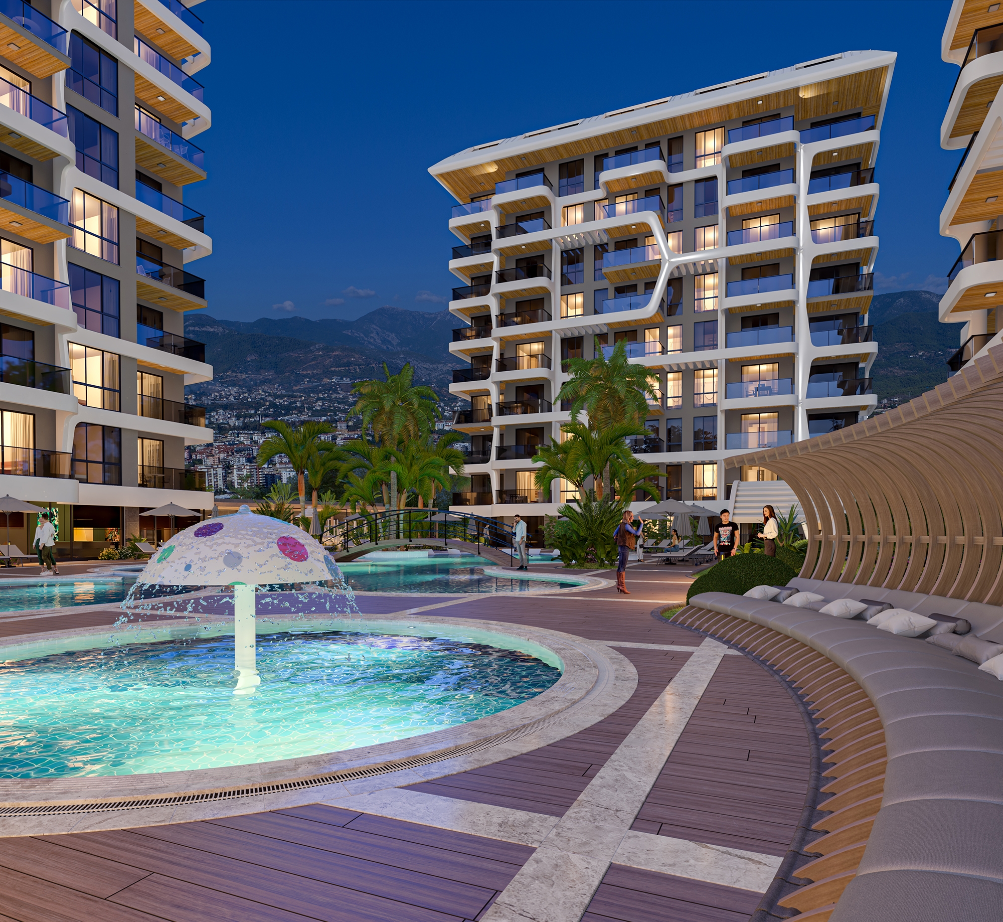 Ylellinen 1+1 Huoneisto meri- ja linna-näköalalla, Alanya Tosmur