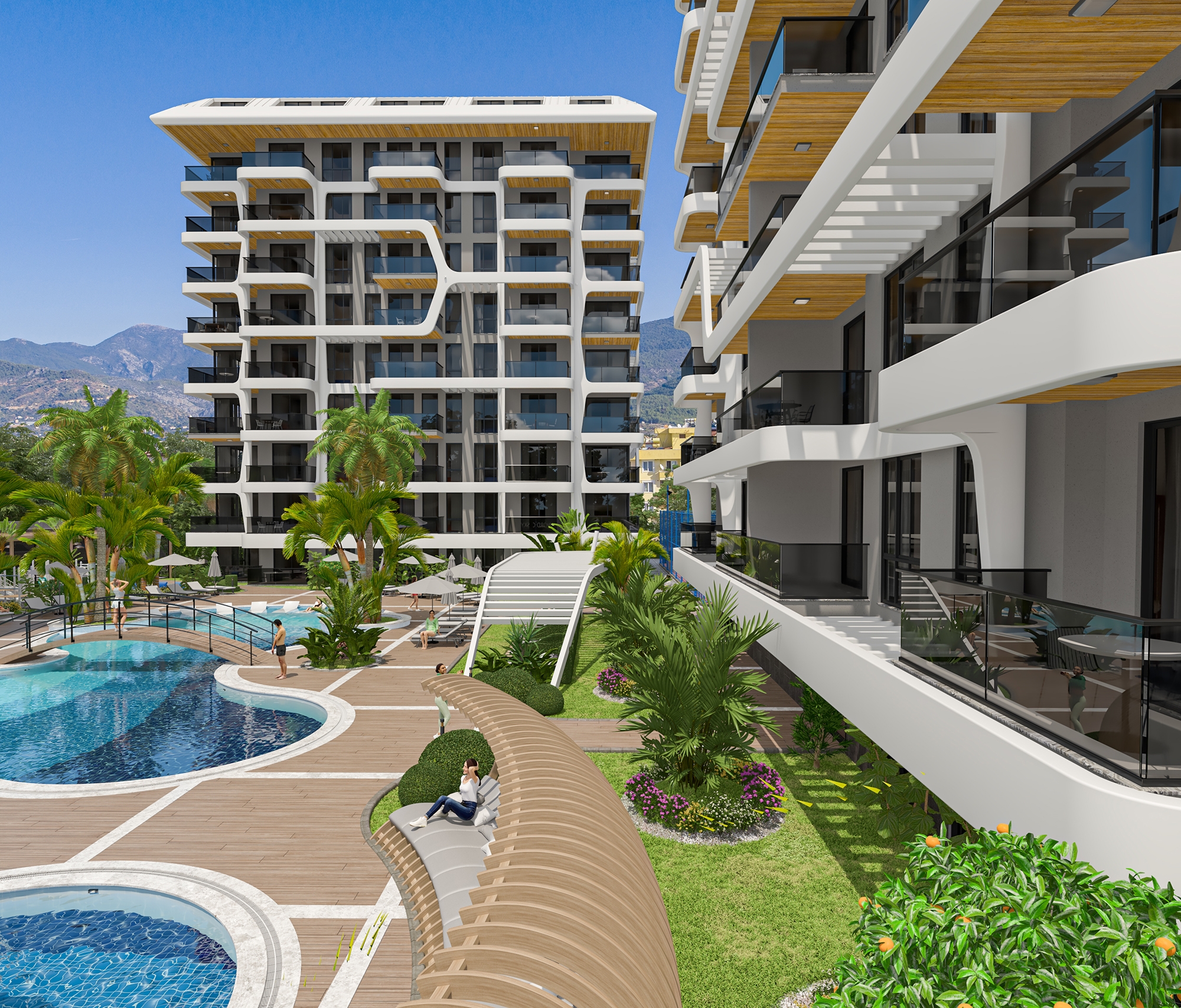 Ylellinen 1+1 Huoneisto meri- ja linna-näköalalla, Alanya Tosmur