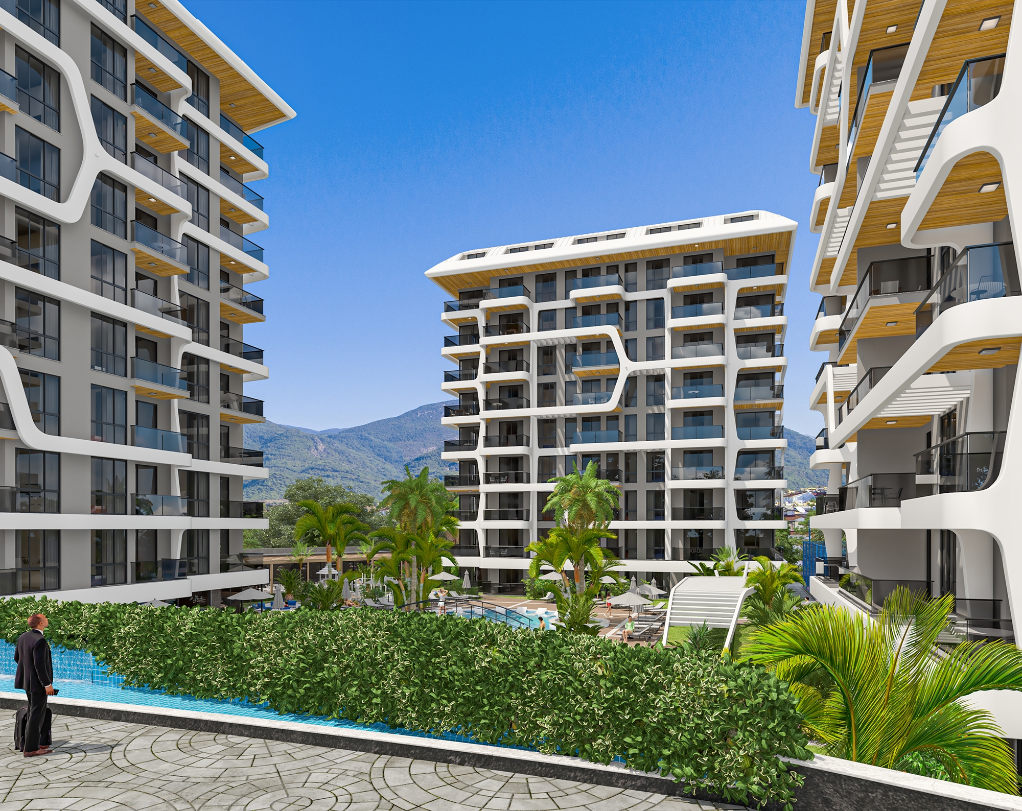 Ylellinen 1+1 Huoneisto meri- ja linna-näköalalla, Alanya Tosmur