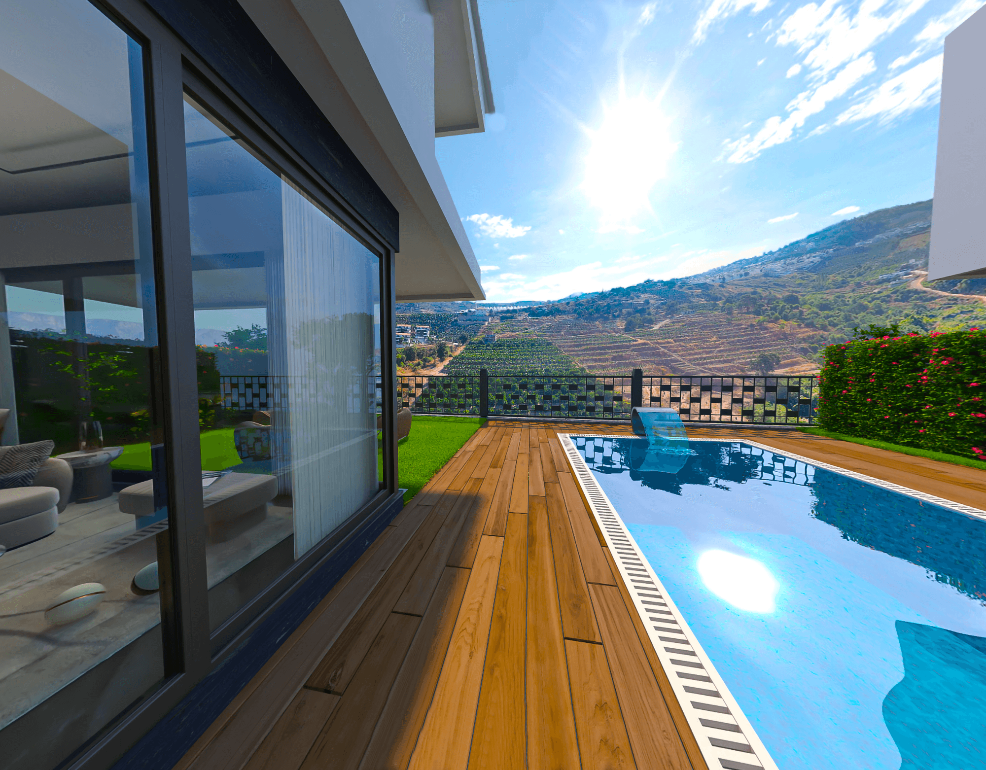 Luxuriöses 1+1 Apartment mit Meerblick und Bergblick in Kargicak