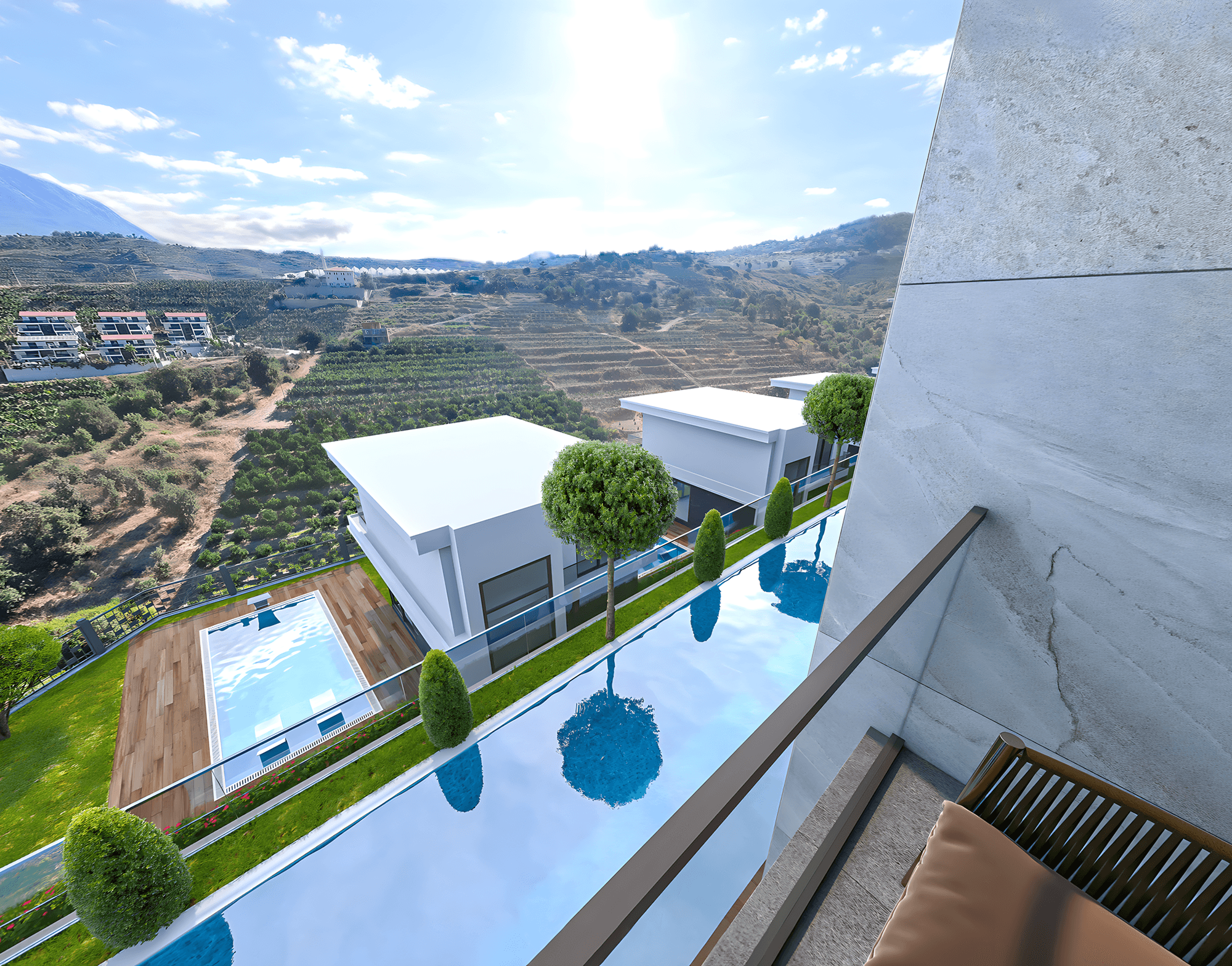 Luxuriöses 1+1 Apartment mit Meerblick und Bergblick in Kargicak