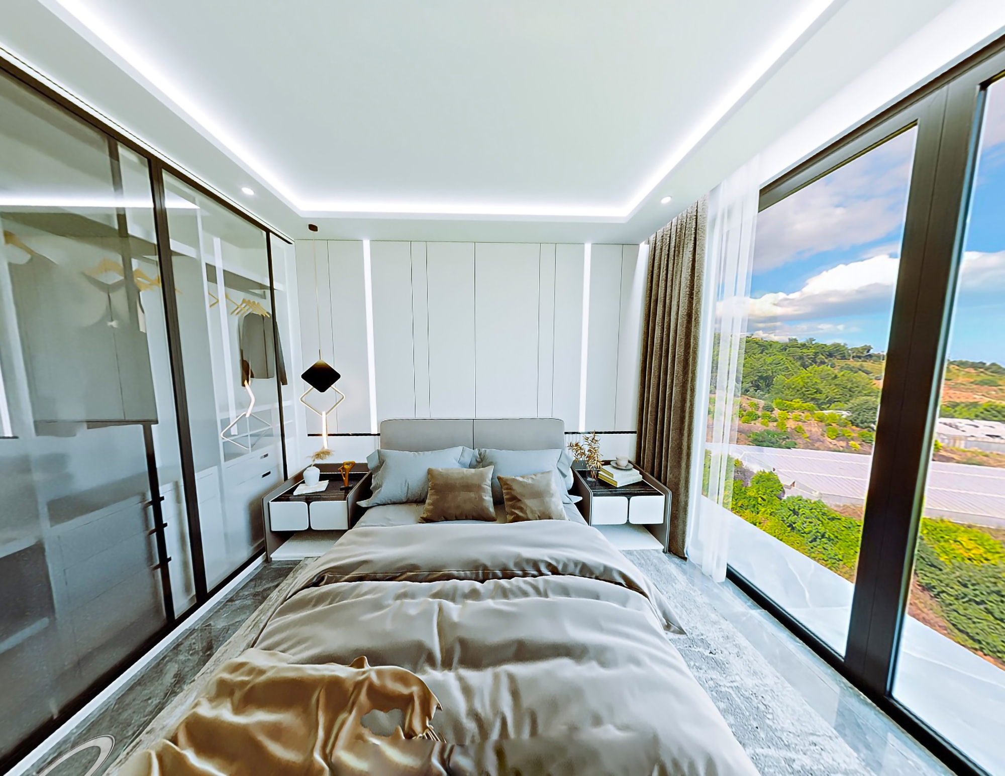 Luxuriöses 1+1 Apartment mit Meerblick und Bergblick in Kargicak