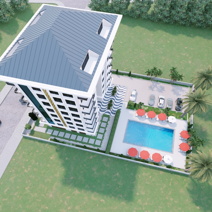 Luxuriöses 2+1 Apartment mit Meerblick und Bergblick in Avsallar