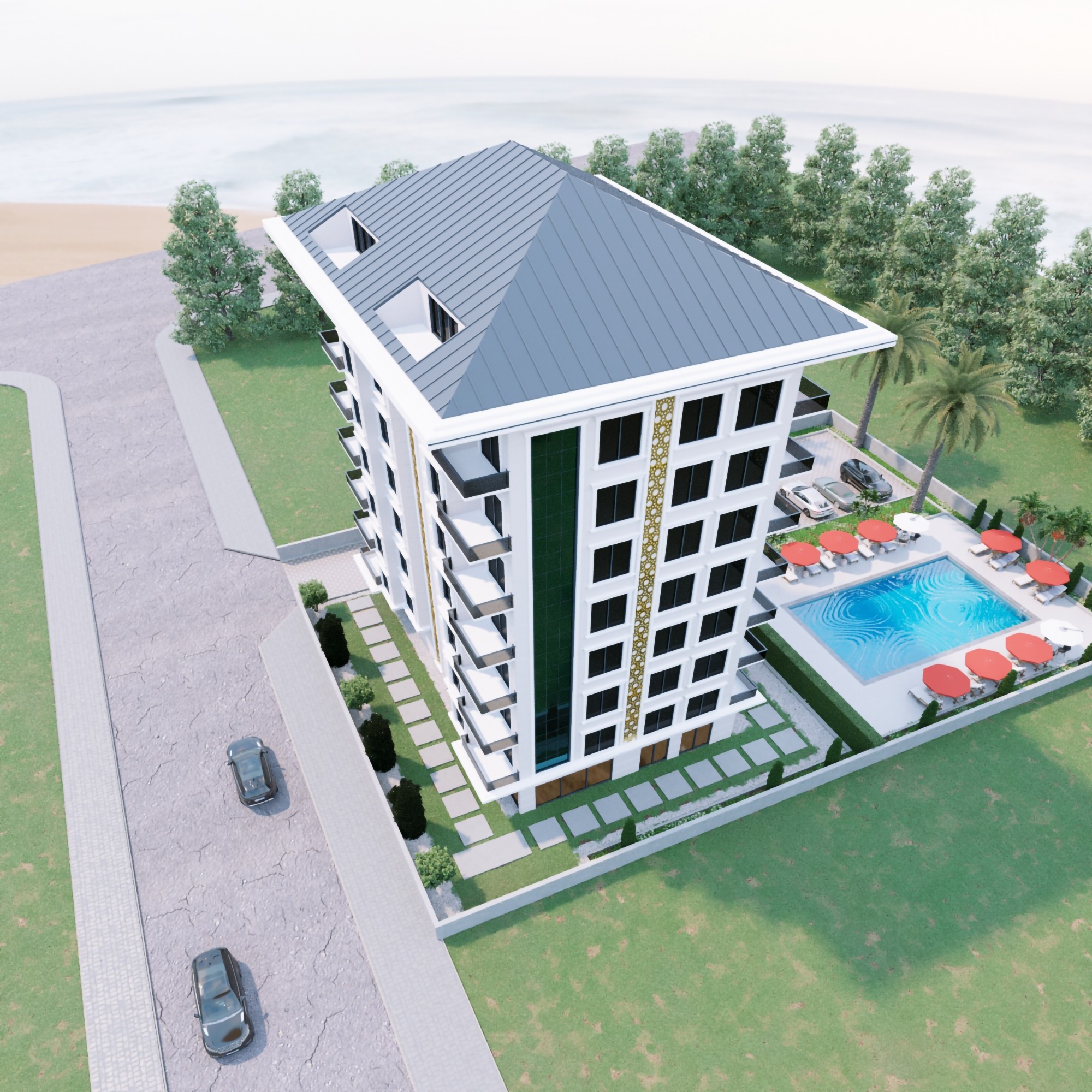 Luxuriöses 2+1 Apartment mit Meerblick und Bergblick in Avsallar