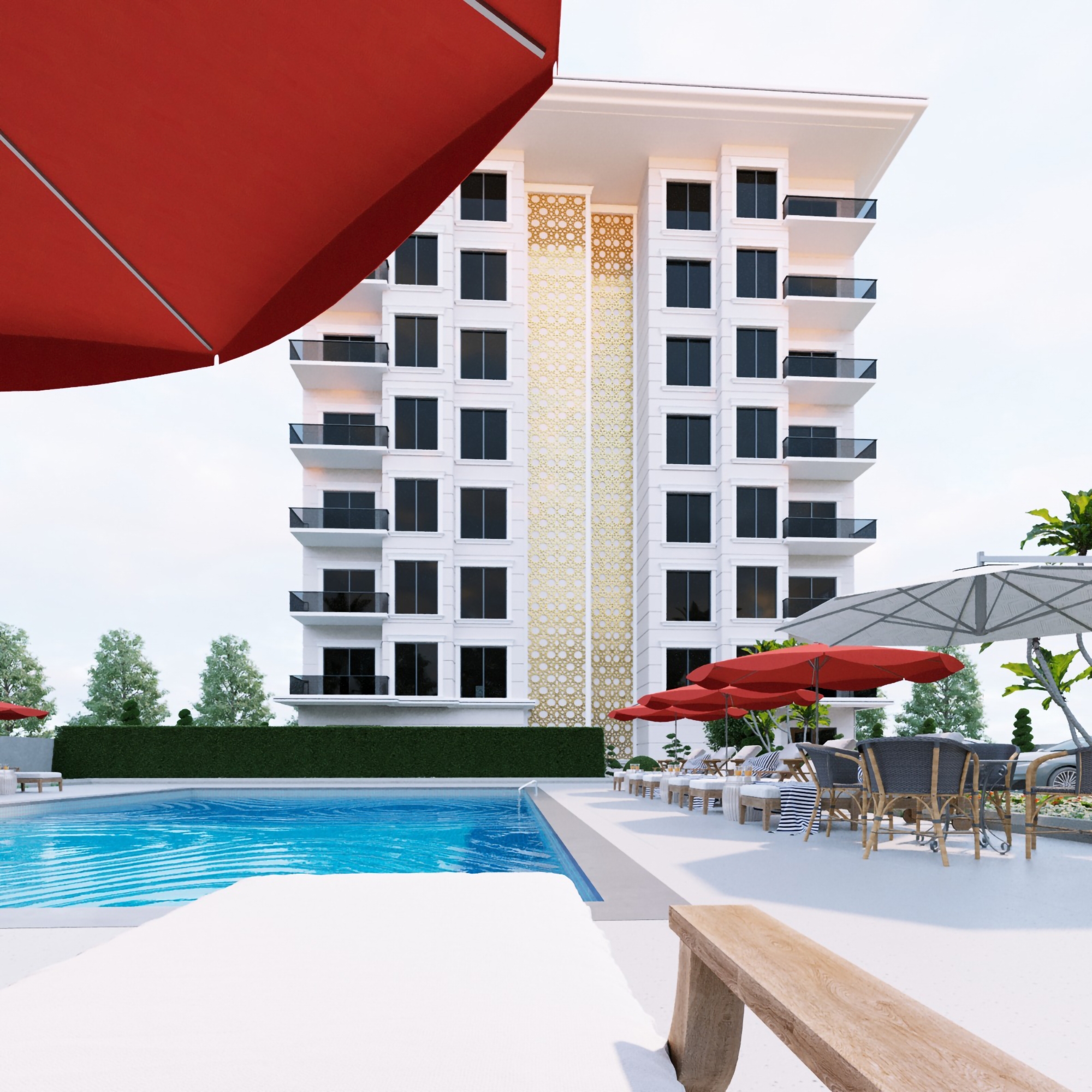Luxuriöses 2+1 Apartment mit Meerblick und Bergblick in Avsallar