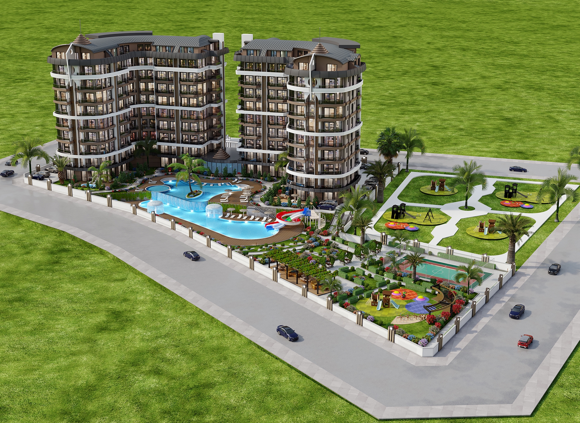 Luxuriöses 1+1 Apartment mit Meerblick und Bergblick, Alanya - Payallar