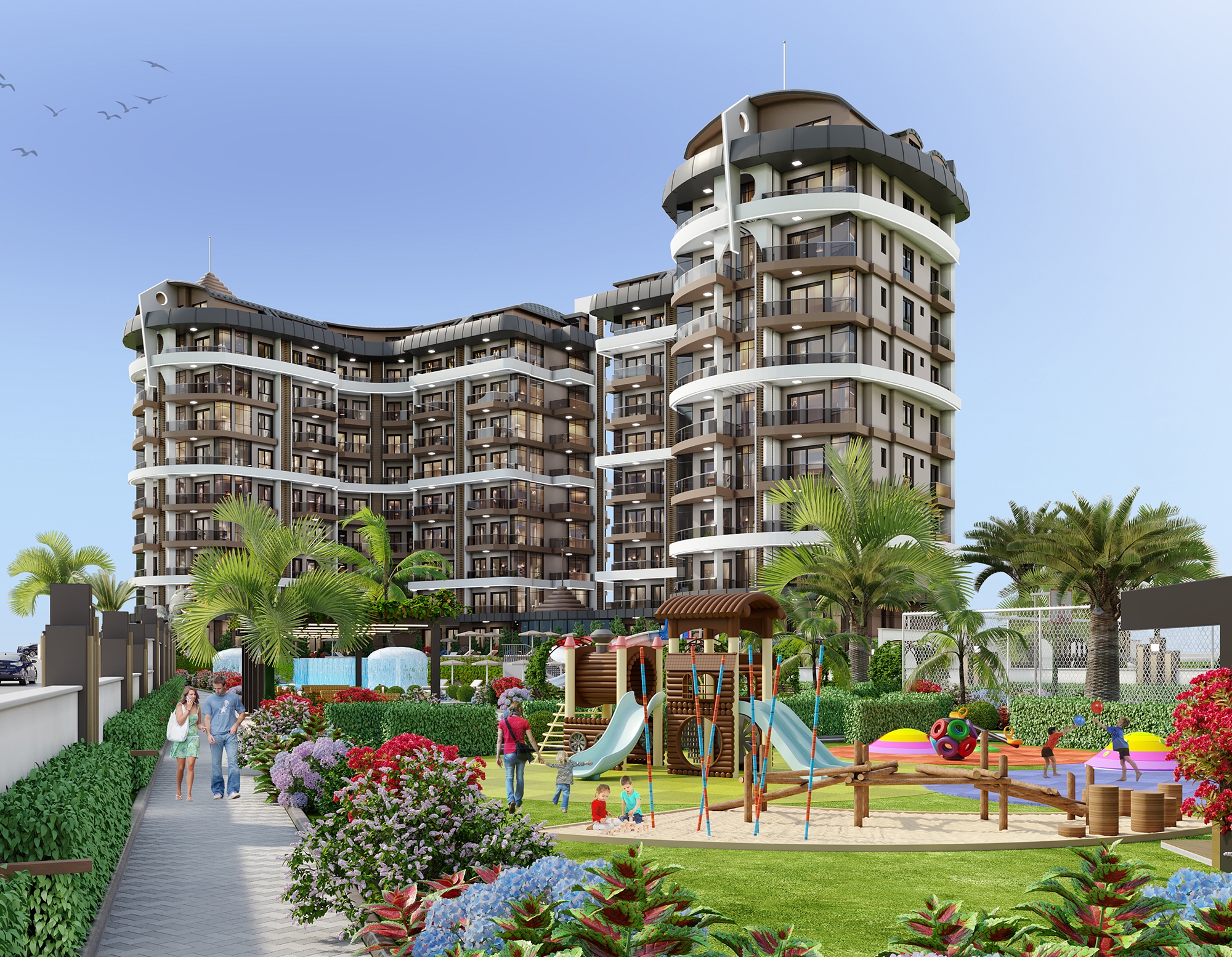 Luxuriöses 1+1 Apartment mit Meerblick und Bergblick, Alanya - Payallar