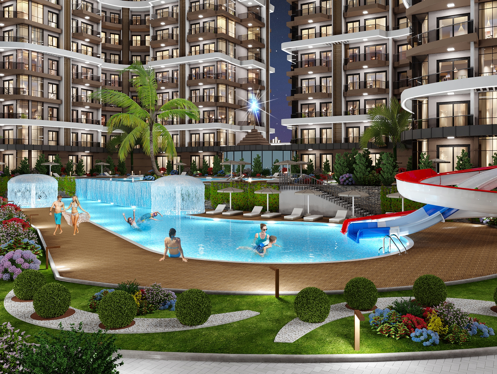 Luxuriöses 1+1 Apartment mit Meerblick und Bergblick, Alanya - Payallar