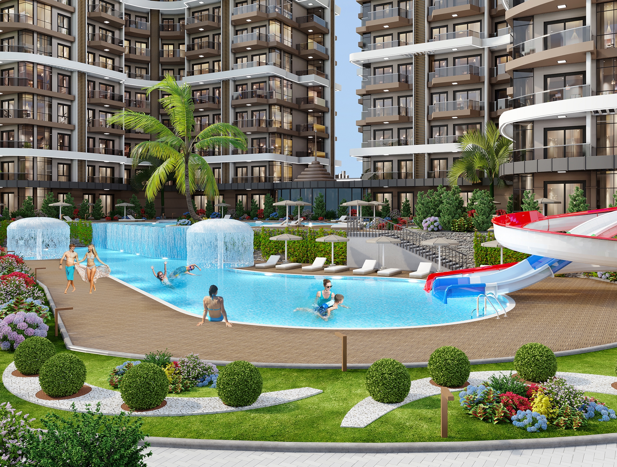 Luxuriöses 1+1 Apartment mit Meerblick und Bergblick, Alanya - Payallar