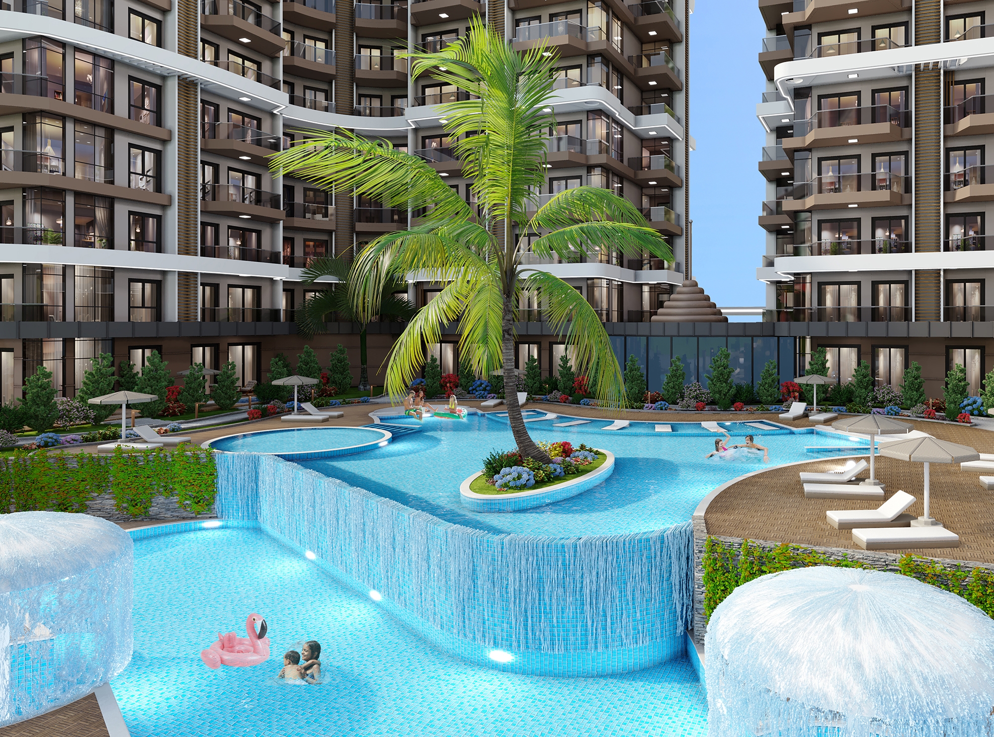 Luxuriöses 1+1 Apartment mit Meerblick und Bergblick, Alanya - Payallar