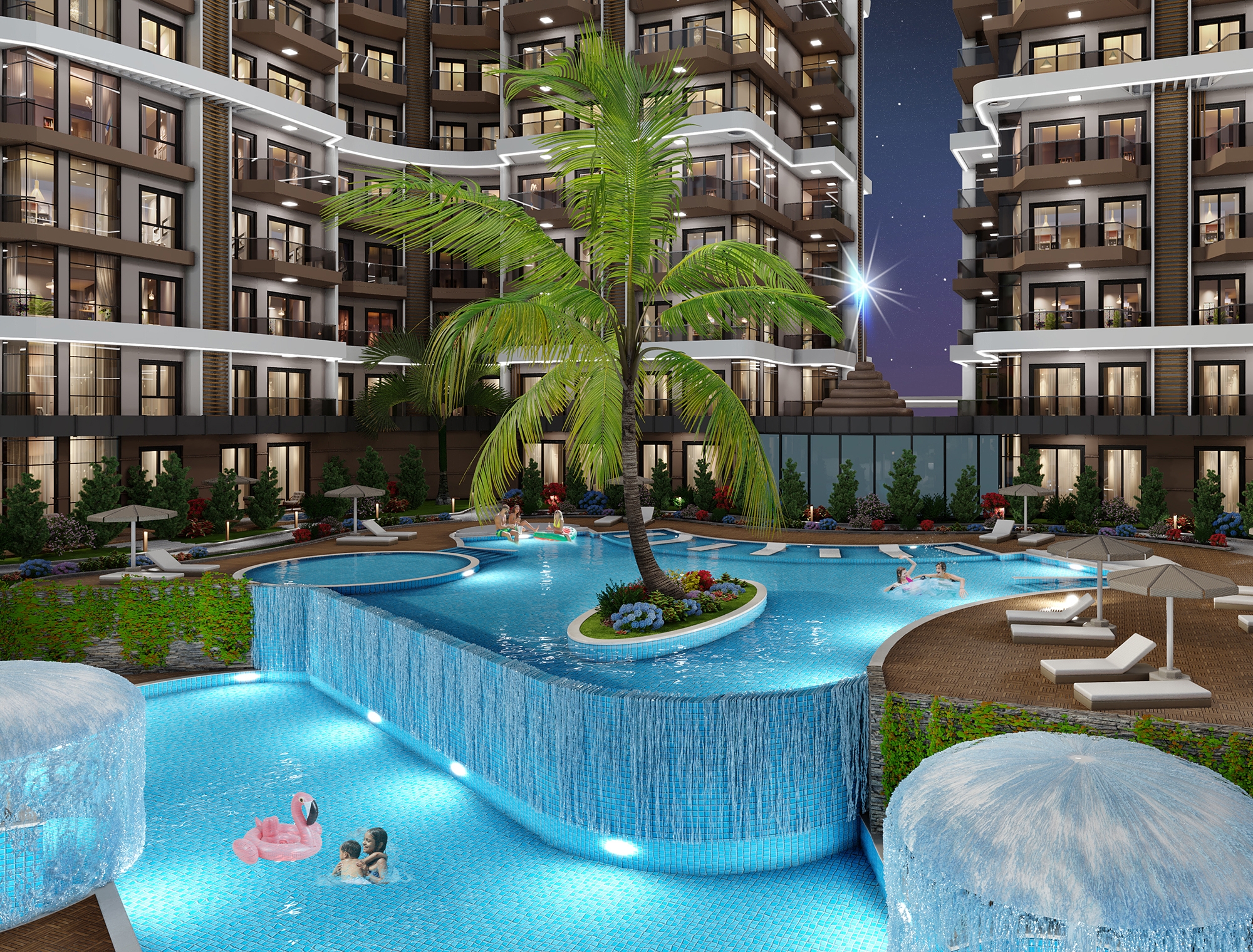 Luxuriöses 1+1 Apartment mit Meerblick und Bergblick, Alanya - Payallar
