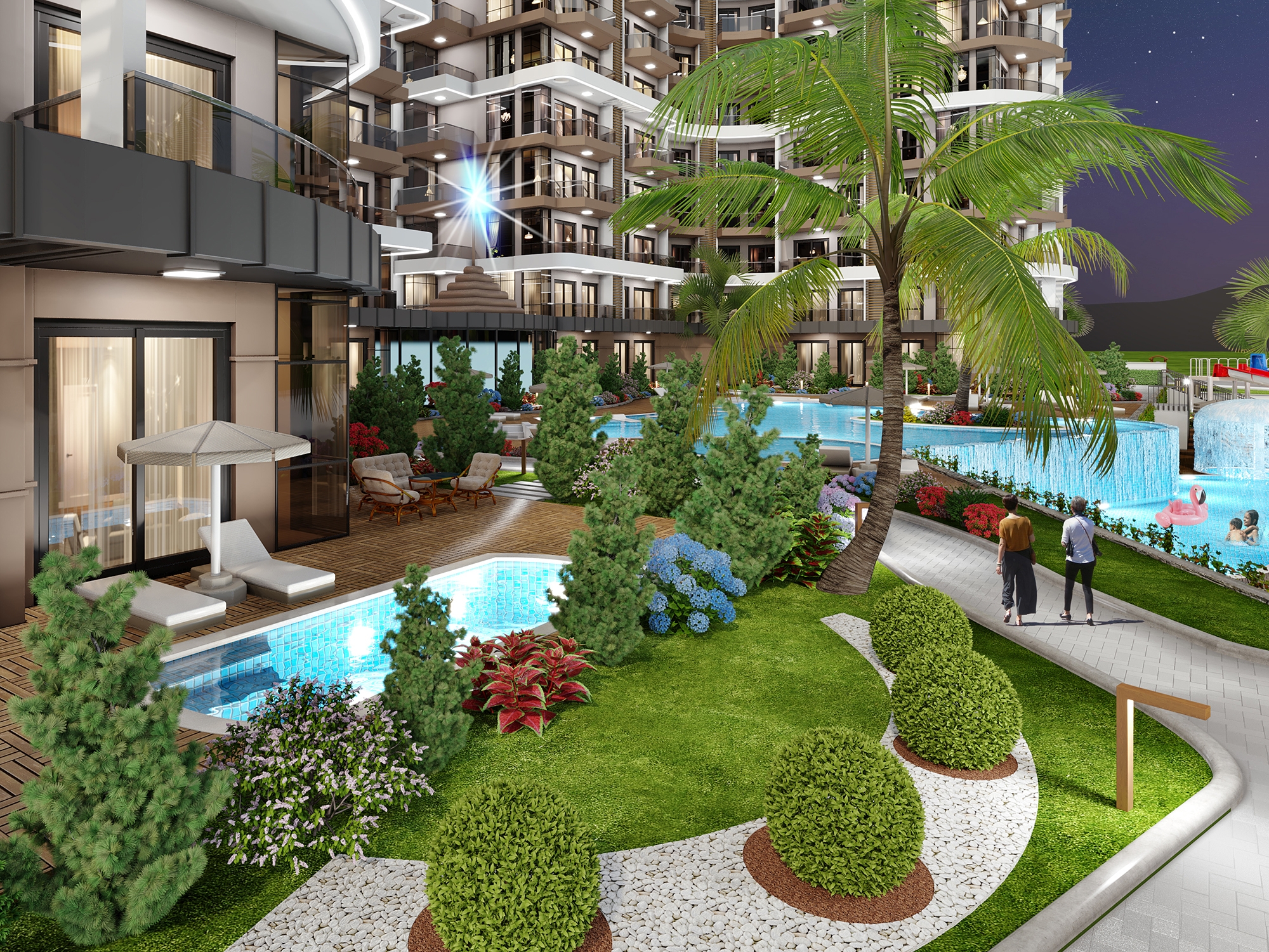 Luxuriöses 1+1 Apartment mit Meerblick und Bergblick, Alanya - Payallar