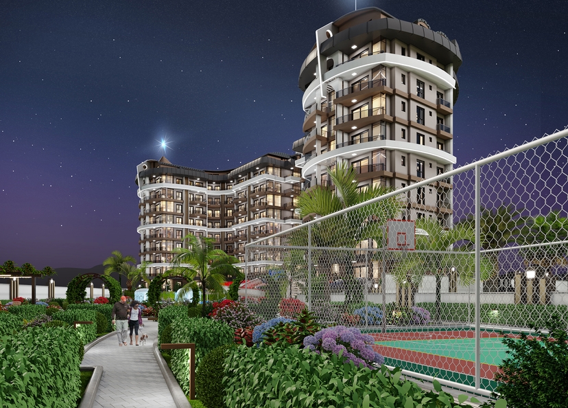 Luxuriöses 1+1 Apartment mit Meerblick und Bergblick, Alanya - Payallar
