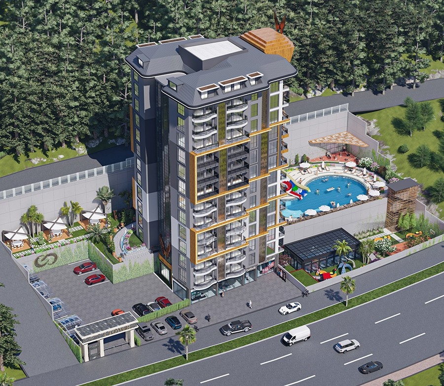 Luxuriöse 1+1 Wohnung mit atemberaubendem Meerblick und Bergblick, Alanya