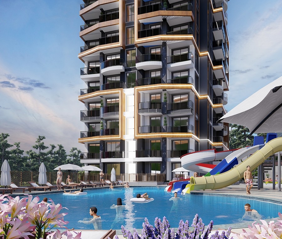 Luxuriöse 1+1 Wohnung mit atemberaubendem Meerblick und Bergblick, Alanya