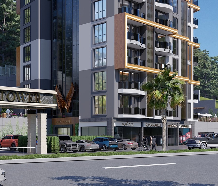 Luxuriöse 1+1 Wohnung mit atemberaubendem Meerblick und Bergblick, Alanya