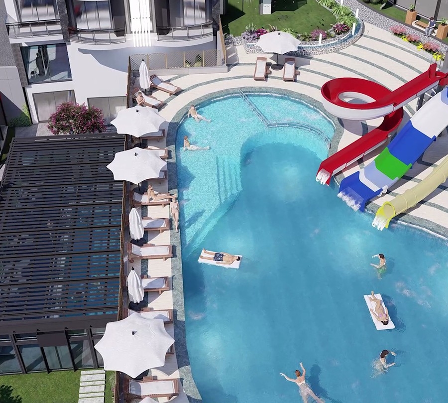 Luxuriöse 1+1 Wohnung mit atemberaubendem Meerblick und Bergblick, Alanya