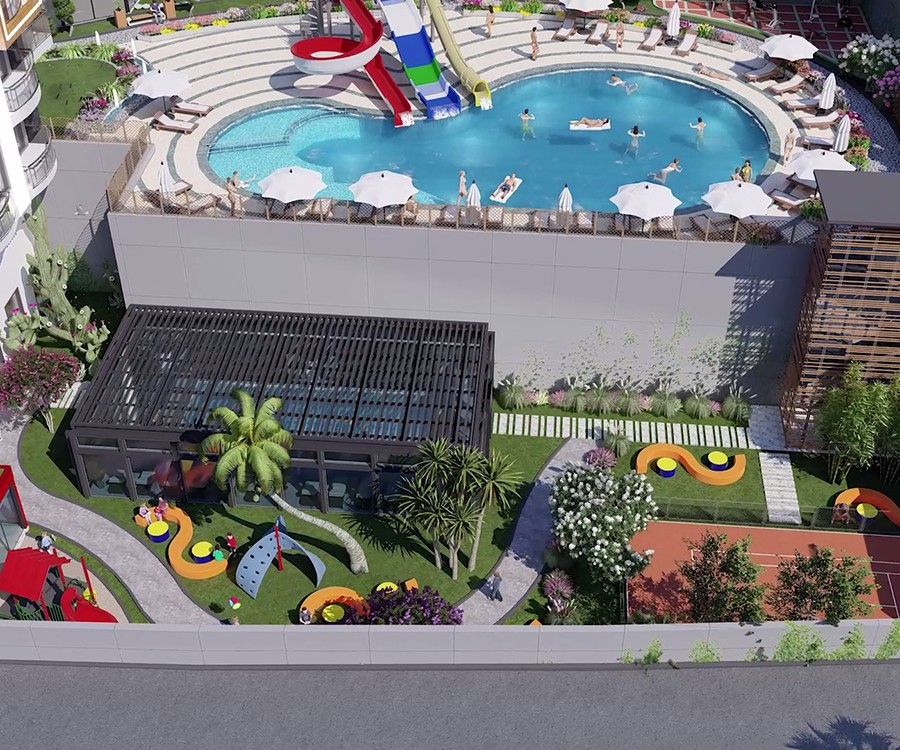 Luxuriöse 1+1 Wohnung mit atemberaubendem Meerblick und Bergblick, Alanya