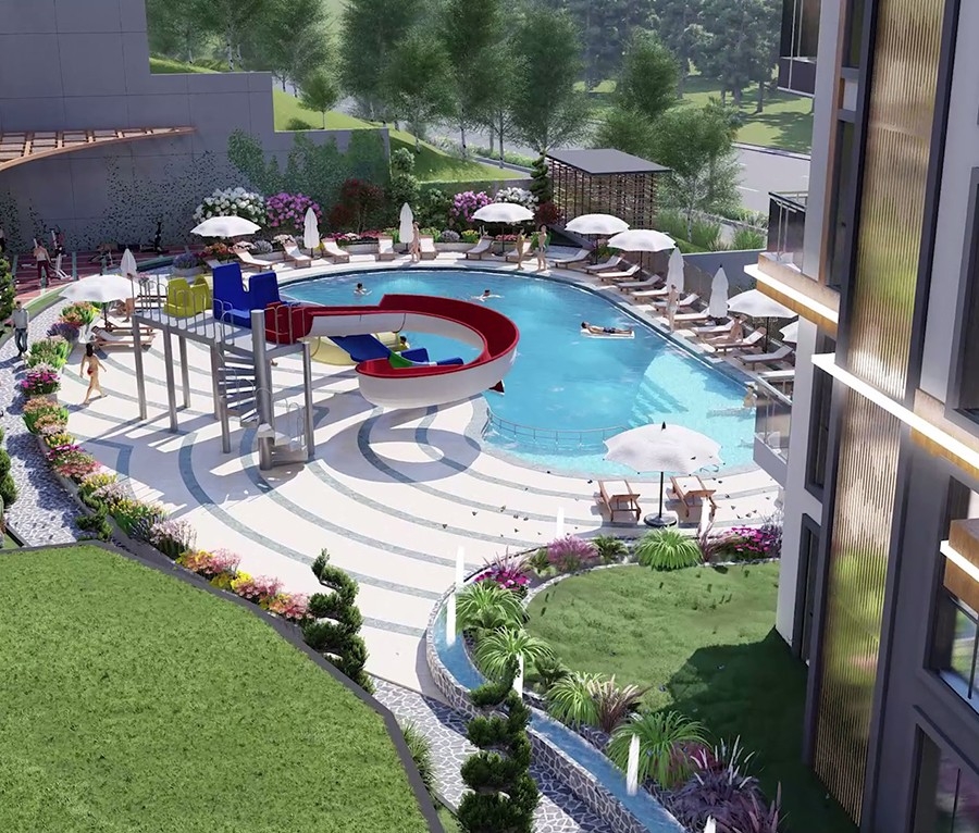 Luxuriöse 1+1 Wohnung mit atemberaubendem Meerblick und Bergblick, Alanya