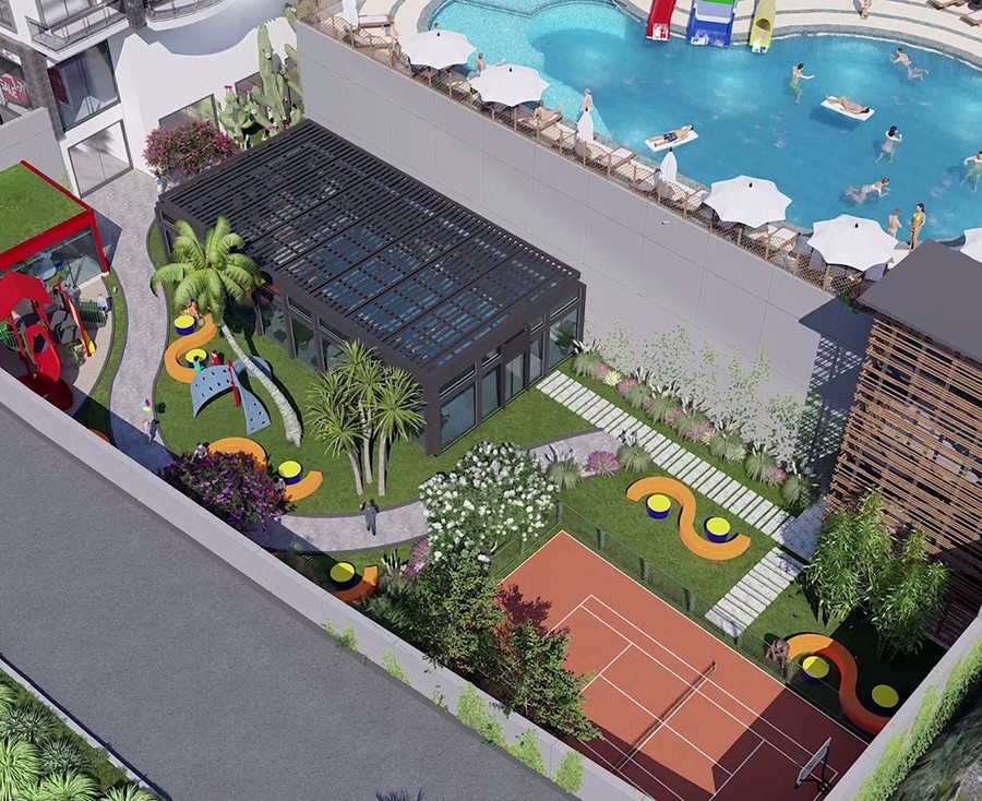 Luxuriöse 1+1 Wohnung mit atemberaubendem Meerblick und Bergblick, Alanya