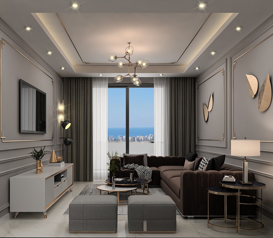 Luxuriöse 1+1 Wohnung mit atemberaubendem Meerblick und Bergblick, Alanya