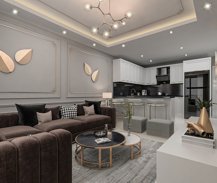 Luxuriöse 1+1 Wohnung mit atemberaubendem Meerblick und Bergblick, Alanya