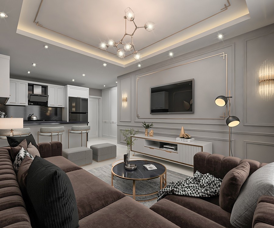 Luxuriöse 1+1 Wohnung mit atemberaubendem Meerblick und Bergblick, Alanya