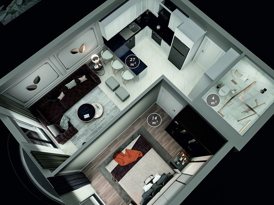 Luxuriöse 1+1 Wohnung mit atemberaubendem Meerblick und Bergblick, Alanya