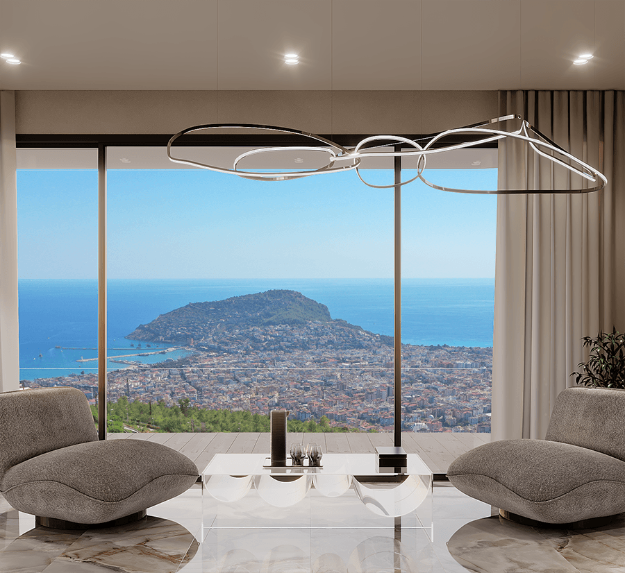 Luxurious 5+1 Villa with Stunning Views in Alanya-Bektas