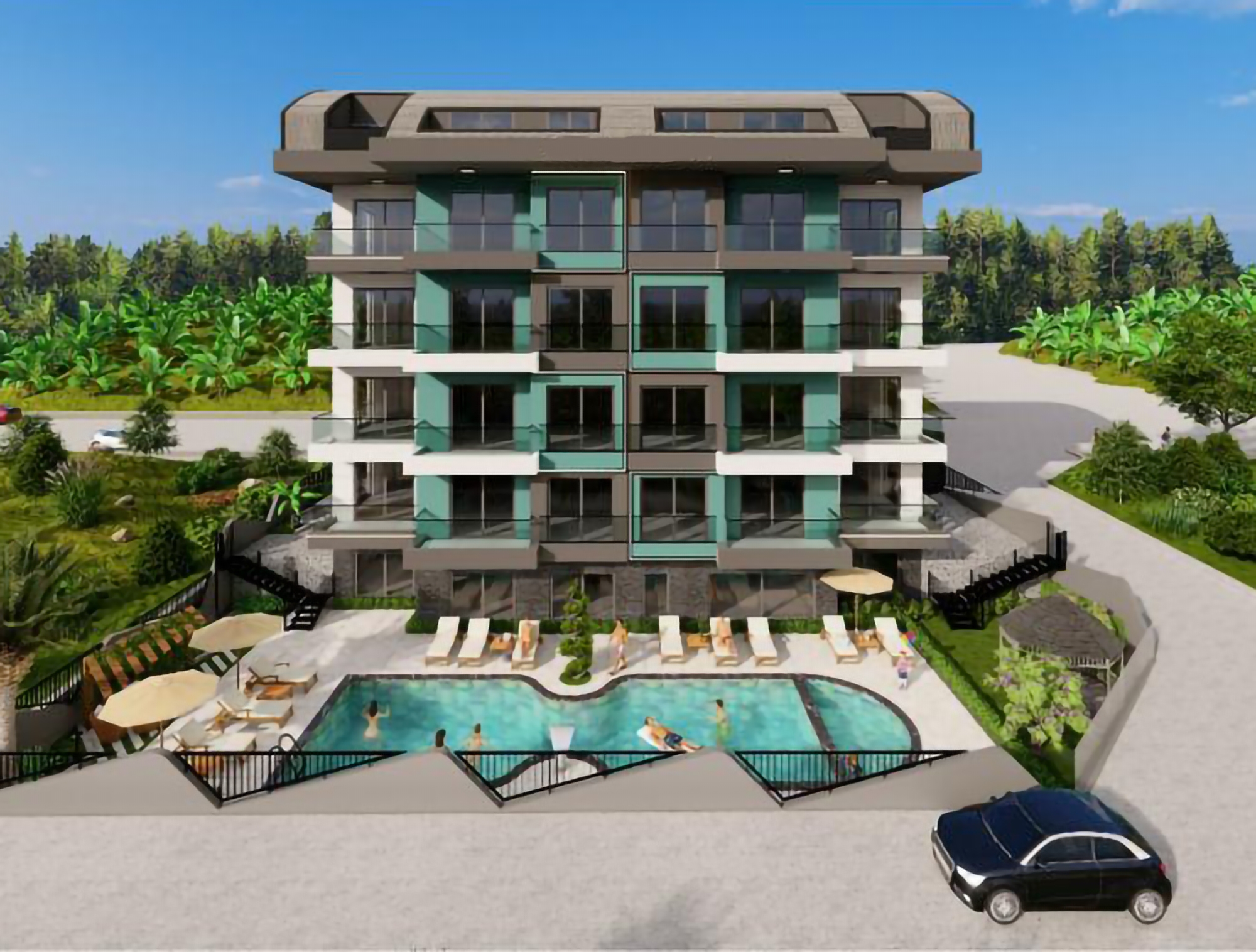 1+1 Leilighet med Fantastisk Utsikt i Alanya Sentrum
