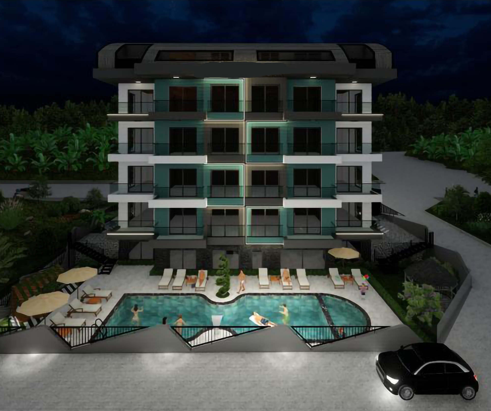 1+1 Leilighet med Fantastisk Utsikt i Alanya Sentrum