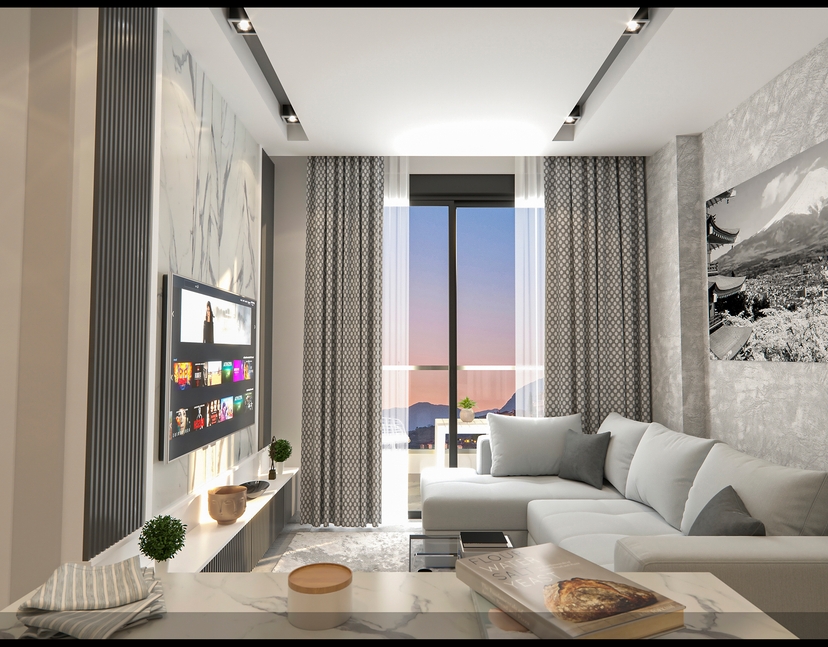 Luxuriöse 2+1 Wohnung mit Meerblick und Bergblick, Alanya - Avsallar