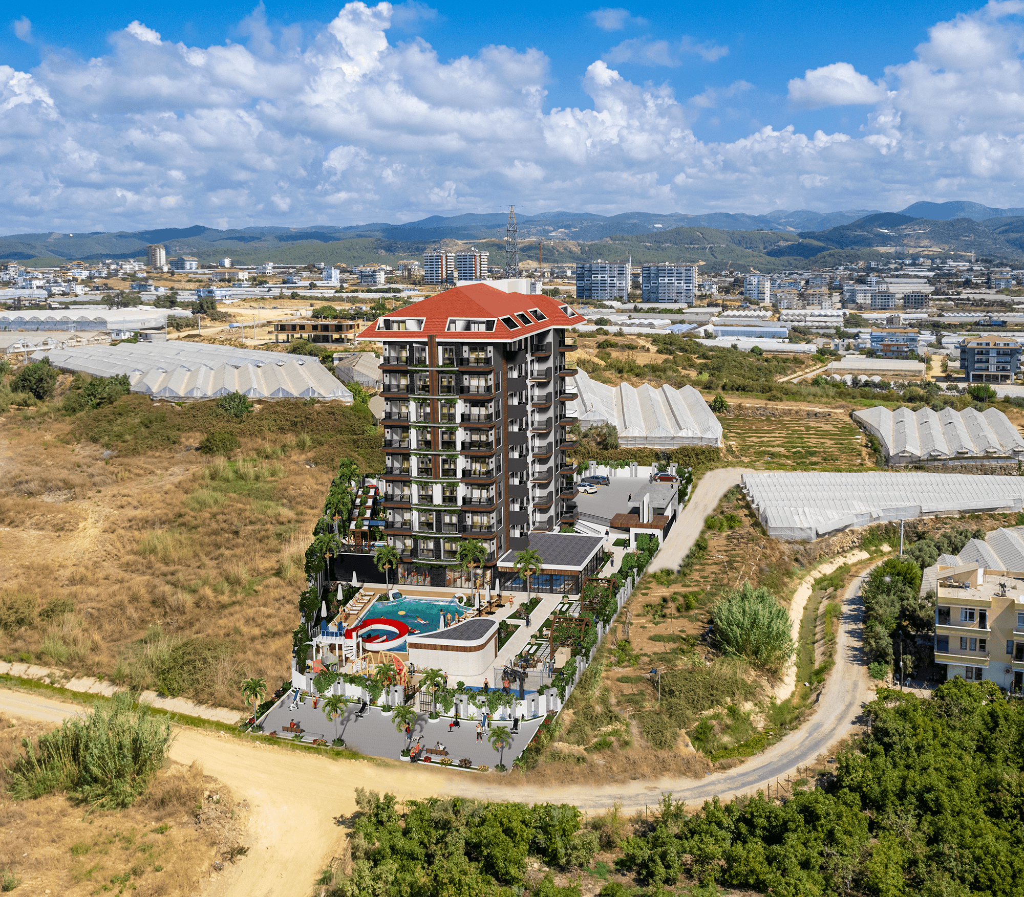 Ylellinen 1+1 huoneisto meri- ja vuorinäköalalla, Alanya - Payallar