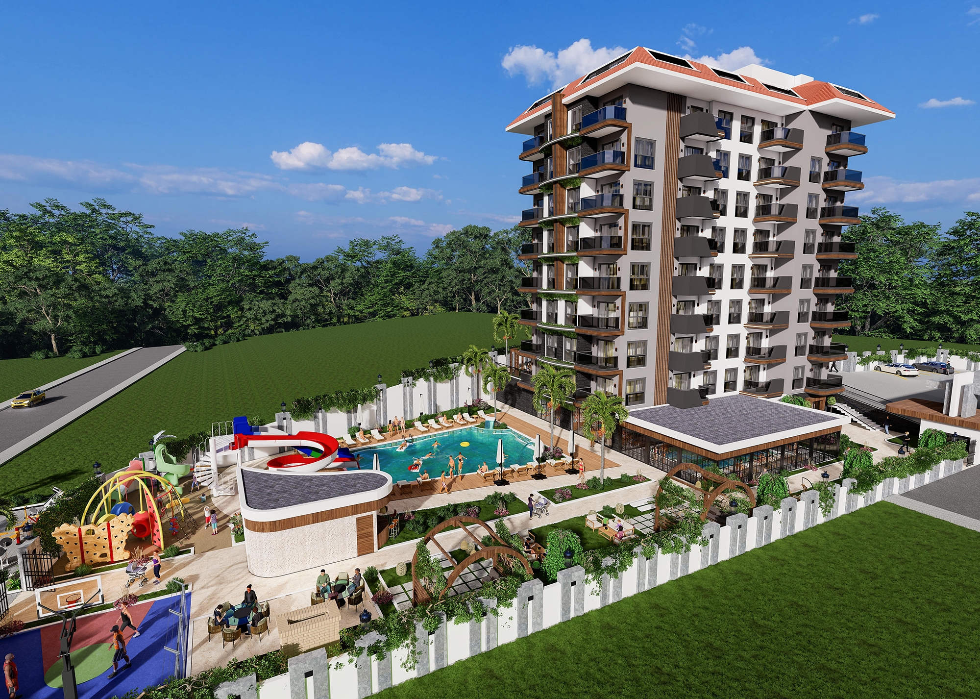 Ylellinen 1+1 huoneisto meri- ja vuorinäköalalla, Alanya - Payallar