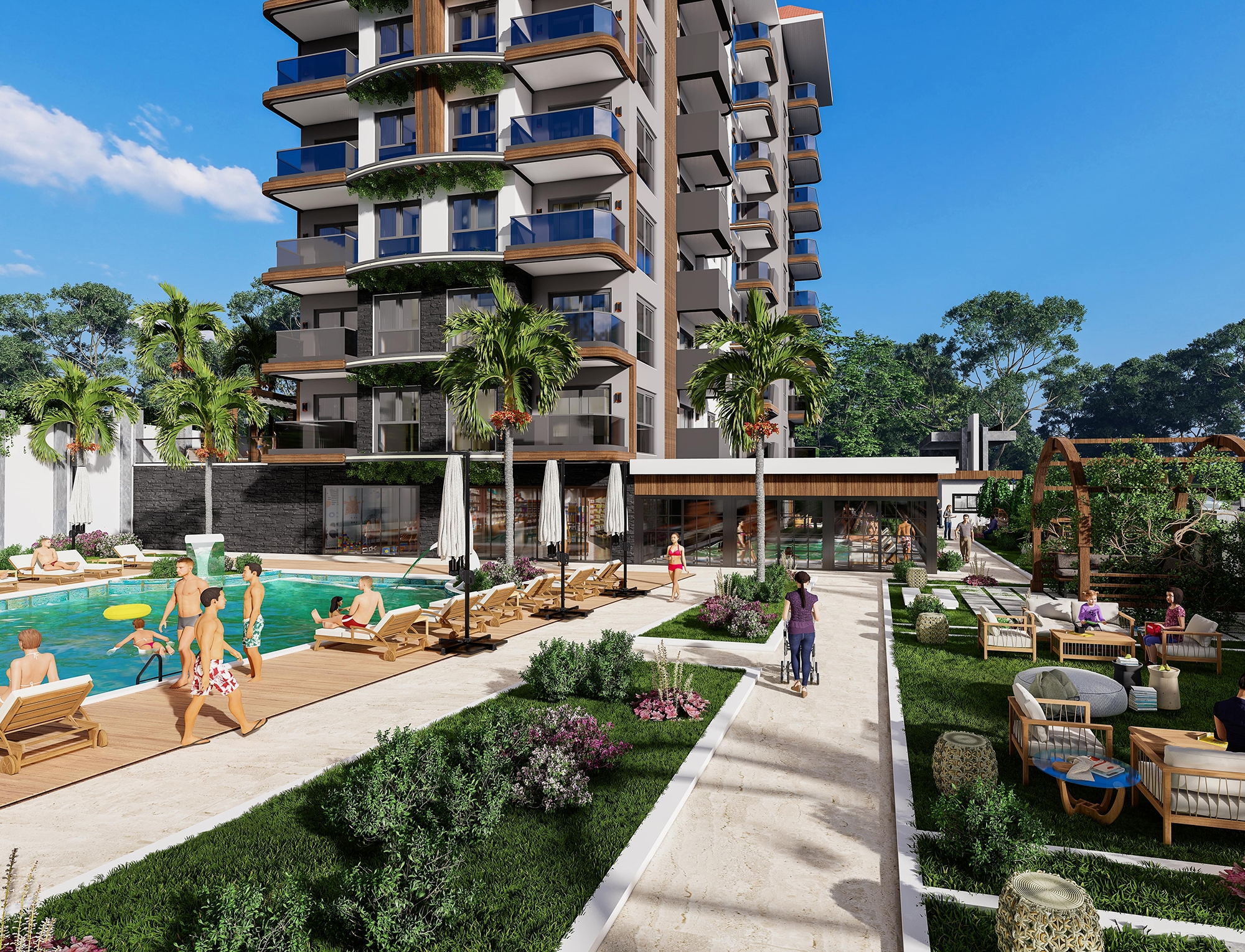 Ylellinen 1+1 huoneisto meri- ja vuorinäköalalla, Alanya - Payallar