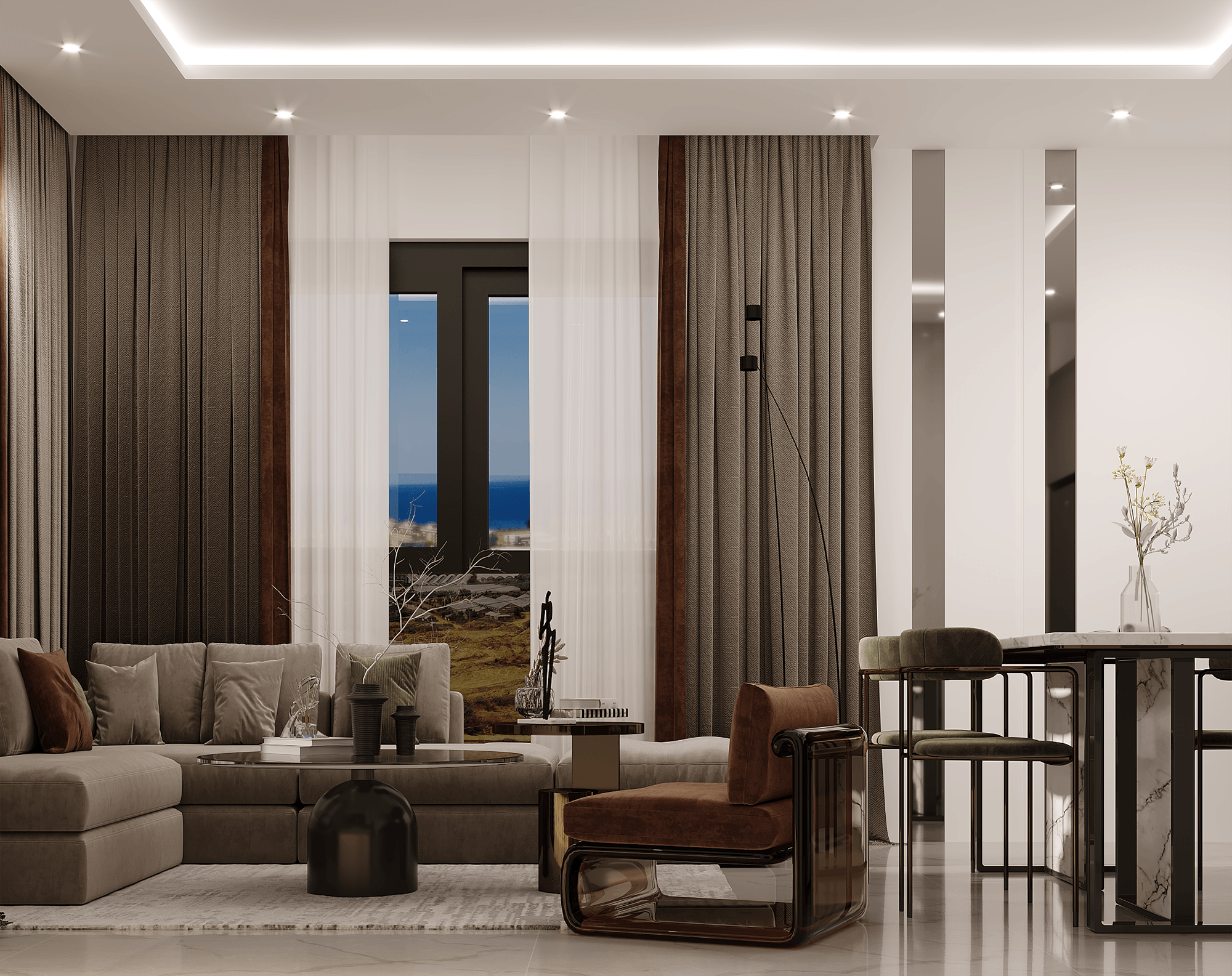 Ylellinen 1+1 huoneisto meri- ja vuorinäköalalla, Alanya - Payallar