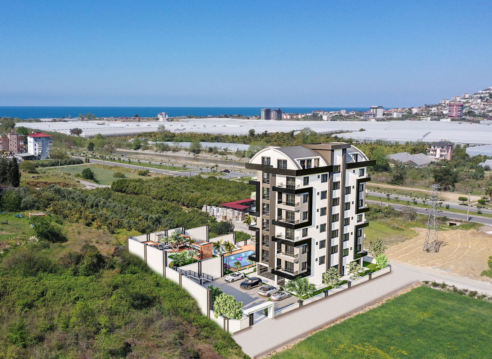 Luxuriöse 1+1 Wohnung mit Meerblick in Demirtas, Alanya
